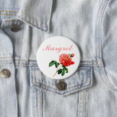 ヴィンテージ植物芸術レッドローズ花名ピン 缶バッジ (インサイチュ)