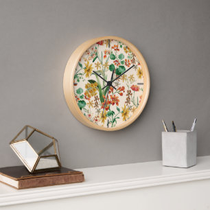 ヴィンテージ植物蘭 壁時計