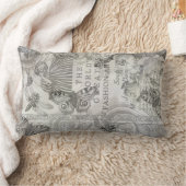 ヴィンテージ植物蝶スクリプト白黒 ランバークッション (ブランケット)