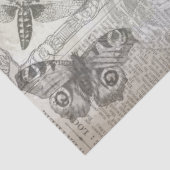 ヴィンテージ植物蝶スクリプト白黒 薄葉紙 (詳細)