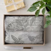 ヴィンテージ植物蝶スクリプト白黒 薄葉紙 (ギフト)