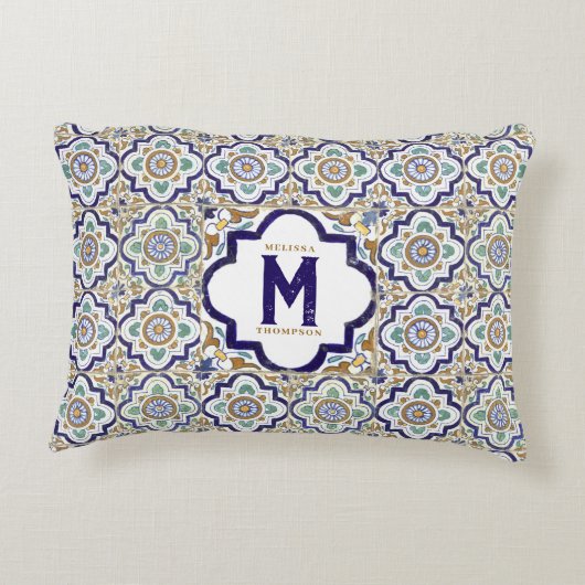 ヴィンテージ植物観賞用タイル単図 アクセントクッション (裏面)