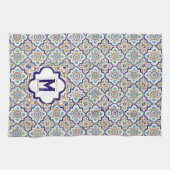 ヴィンテージ植物観賞用タイル単図 キッチンタオル (横)