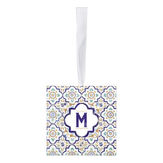 ヴィンテージ植物観賞用タイル単図 キューブオーナメント (右)