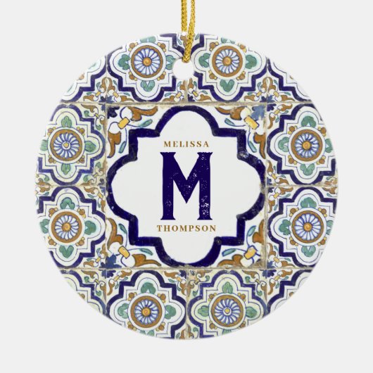 ヴィンテージ植物観賞用タイル単図 セラミックオーナメント (正面)