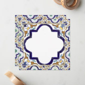 ヴィンテージ植物観賞用タイル単図 ノートカード (正面/裏面インサイチュ)