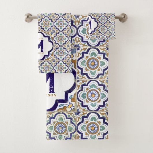 ヴィンテージ植物観賞用タイル単図 バスタオルセット (インサイチュ)