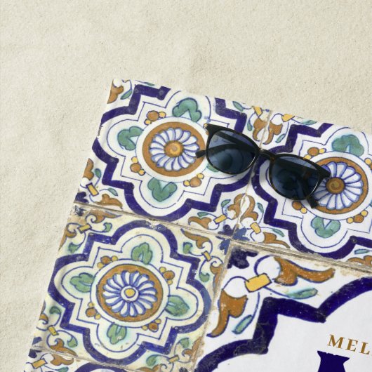 ヴィンテージ植物観賞用タイル単図 ビーチタオル (インサイチュ)