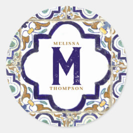 ヴィンテージ植物観賞用タイル単図 ラウンドシール