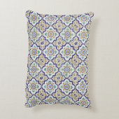 ヴィンテージ植物観賞用タイル模様 アクセントクッション (裏面(縦))