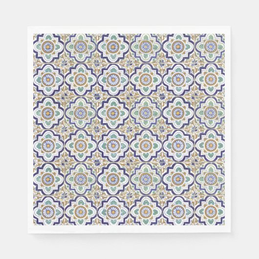 ヴィンテージ植物観賞用タイル模様 スタンダードランチョンナプキン (正面)