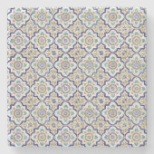 ヴィンテージ植物観賞用タイル模様 ストーンコースター (正面)