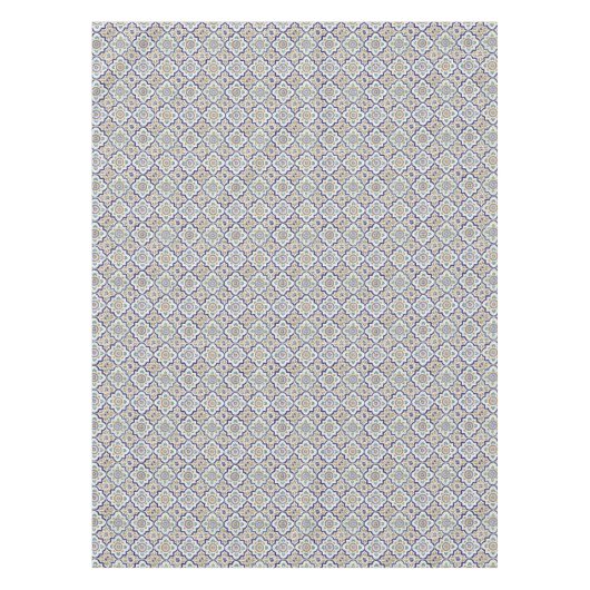 ヴィンテージ植物観賞用タイル模様 テーブルクロス (正面)