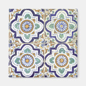 ヴィンテージ植物観賞用タイル模様 マグネット (正面)