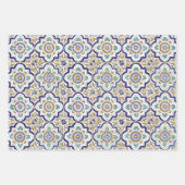 ヴィンテージ植物観賞用タイル模様 ラッピングペーパーシート (正面2)