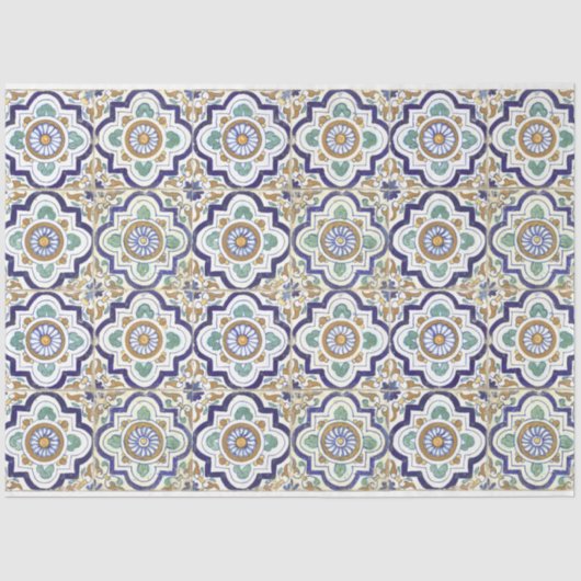 ヴィンテージ植物観賞用タイル模様 薄葉紙 (正面)