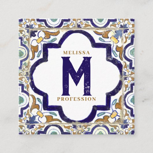 ヴィンテージ植物観賞用タイルSNS スクエア名刺 (正面)