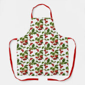 ヴィンテージ植物赤さくらんぼプリント エプロン (正面)