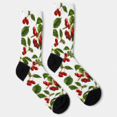 ヴィンテージ植物赤さくらんぼプリント ソックス (右)