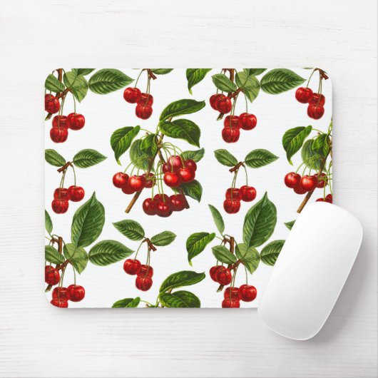 ヴィンテージ植物赤さくらんぼプリント マウスパッド (マウス)