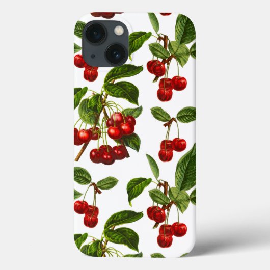 ヴィンテージ植物赤さくらんぼプリント Case-Mate iPhoneケース (裏面)
