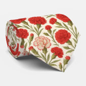 ヴィンテージ植物赤カーネーションフローラ ネクタイ (ロール)