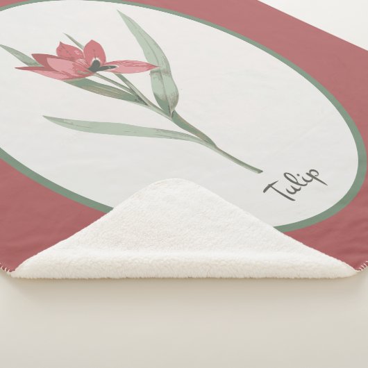 ヴィンテージ植物赤チューリップフラワーカメオ シェルパブランケット (3/4)