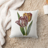 ヴィンテージ植物赤黄色チューリップ枕 クッション (ブランケット)