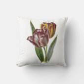 ヴィンテージ植物赤黄色チューリップ枕 クッション (正面)
