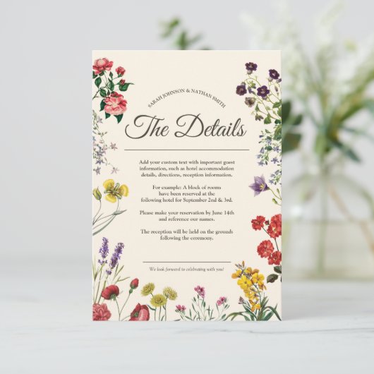 ヴィンテージ植物野結婚草花詳細情報 エンクロージャーカード (スタンド正面)