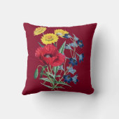 ヴィンテージ植物野草花花花花束ブルゴーニュ クッション (裏面)
