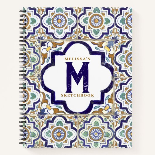 ヴィンテージ植物鑑賞用モノグラムスケッチブック ノートブック (正面)