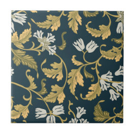 ヴィンテージ植物風情 タイル