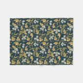 ヴィンテージ植物風情 フリースブランケット (正面(横))