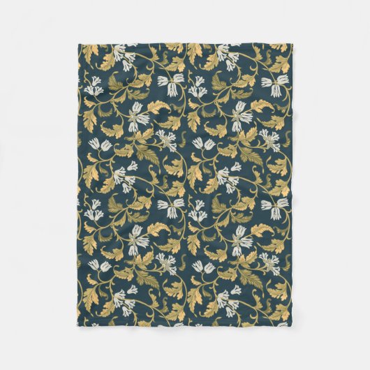 ヴィンテージ植物風情 フリースブランケット (正面)