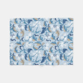 ヴィンテージ植物風情 フリースブランケット (正面(横))