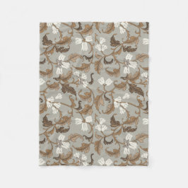 ヴィンテージ植物風情 フリースブランケット