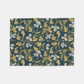 ヴィンテージ植物風情 フリースブランケット (正面(横))