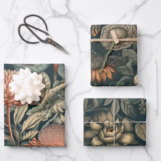 ヴィンテージ植物 ラッピングペーパーシート (正面)