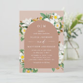 ヴィンテージ椿ピンク淡い色ののフローラ結婚アーチのQR 招待状 (スタンド正面)