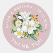 ヴィンテージ椿ピ淡い色のッ結婚ク感謝してい君 ラウンドシール (正面)