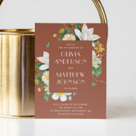 ヴィンテージ椿フローラ結婚テラコッタQR 招待状