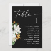 ヴィンテージ椿ブラック結婚の座席表 招待状 (正面)