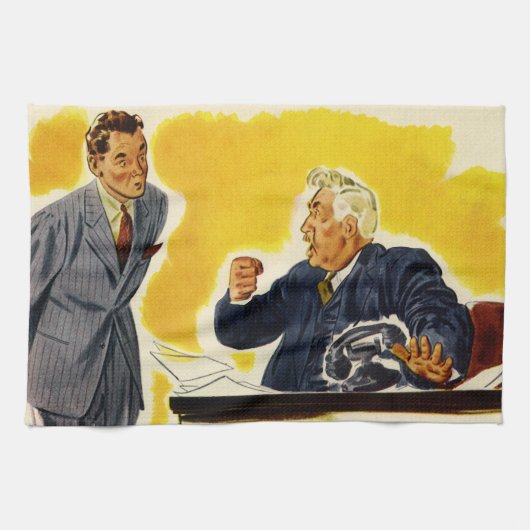 ヴィンテージ業務、不機嫌CEOエグゼクティブボス従業員 キッチンタオル (横)