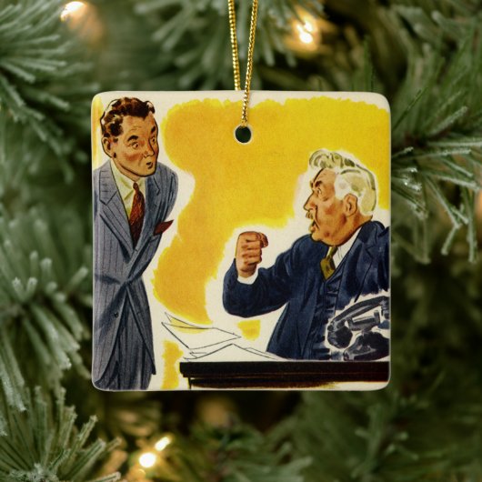 ヴィンテージ業務、不機嫌CEOエグゼクティブボス従業員 セラミックオーナメント (ツリー)