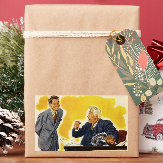 ヴィンテージ業務、不機嫌CEOエグゼクティブボス従業員 長方形シール (クリスマス)