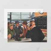 ヴィンテージ業、航空会社カウンターの社員 ポストカード (正面/裏面)