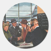 ヴィンテージ業、航空会社カウンターの社員 ラウンドシール (正面)