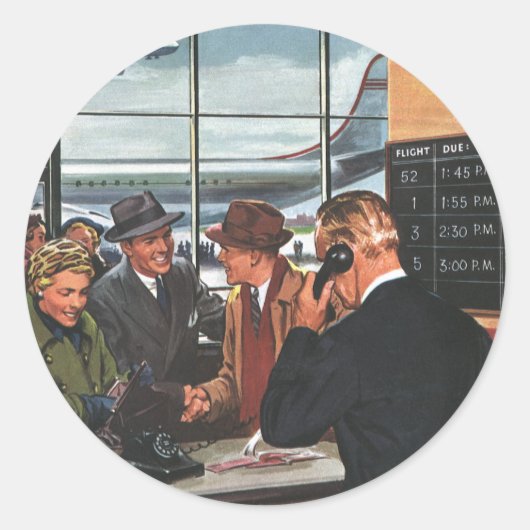 ヴィンテージ業、航空会社カウンターの社員 ラウンドシール (正面)