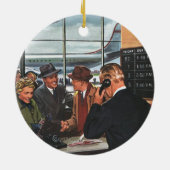 ヴィンテージ業、航空会社チケットカウンターの社員 セラミックオーナメント (裏面)